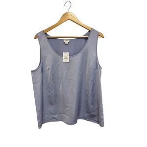 J.Crew Periwinkle Satin Scoop Neck Shell Tank Top Blouse CC817 Size L NWT